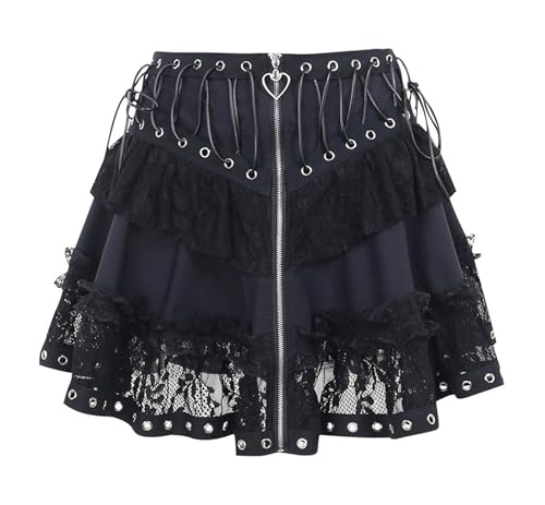 Amazon.com: Allpunkall Goth Lace Mini Skirt for Women Punk Black A